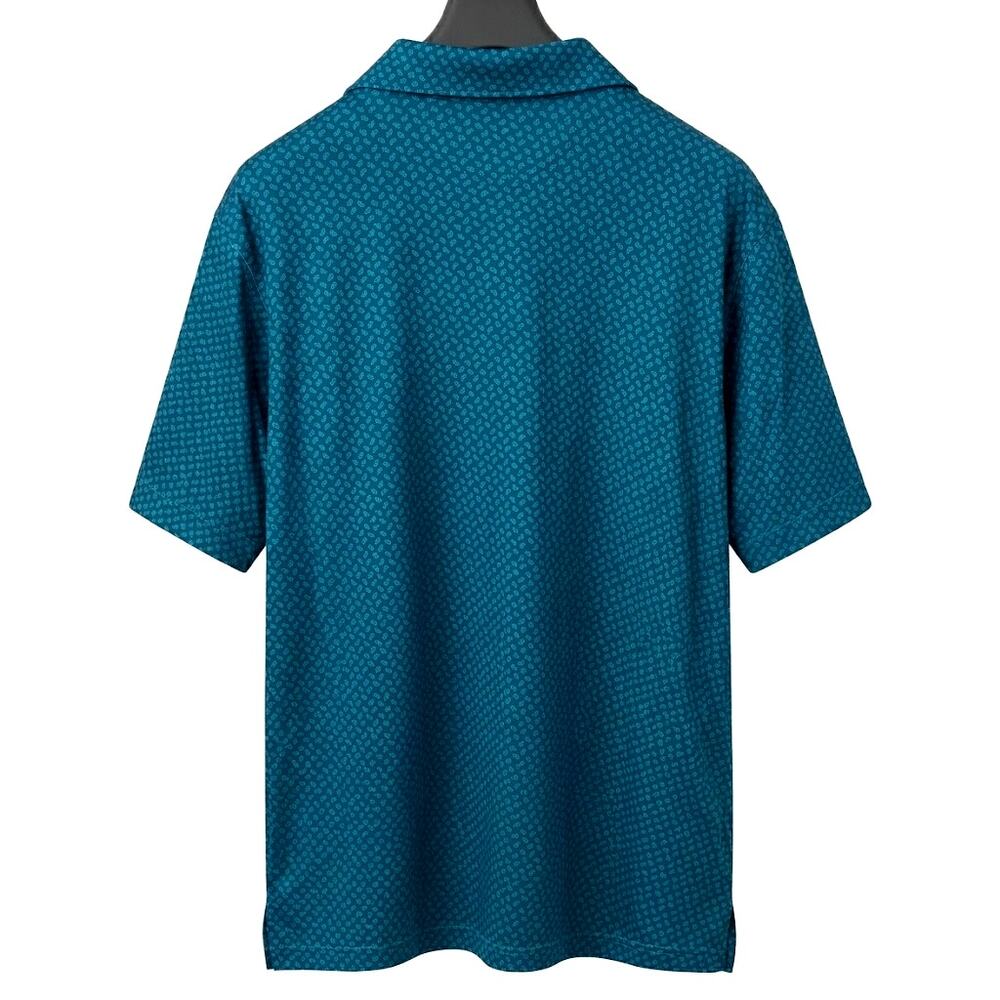 Peter Millar Summer Comfort Golf Polo Shirt Mens M Blue Paisley Print - Picture 2 of 4